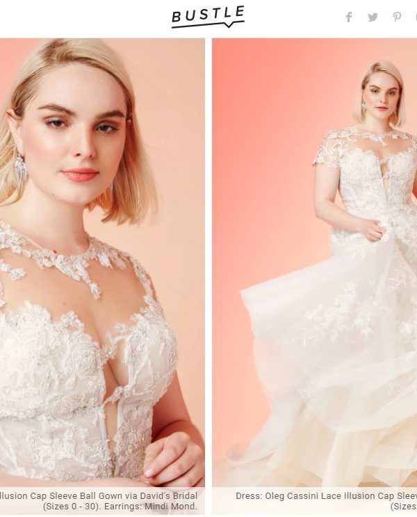 Bride in cap sleeve illusion lace dress