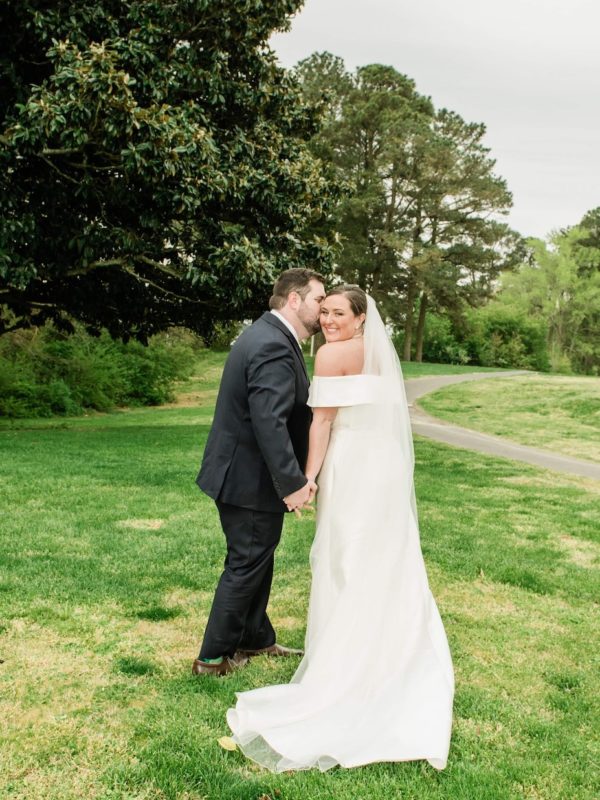 bride and groom at spring wedding in maryland